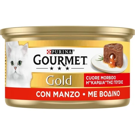 Purina Gourmet Gold Soft-Hearted Beef - Alimento completo para gatos adultos, 85 g