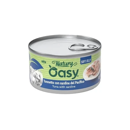 Oasy Wet Cat Natury Soft Jelly Pacific Sardines - Complementary Food for Adult Cats, 85 g