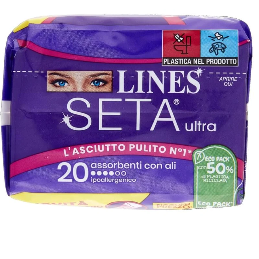 Lines Ultra Silk mit Flügeln – 20 Binden für normale Blutung