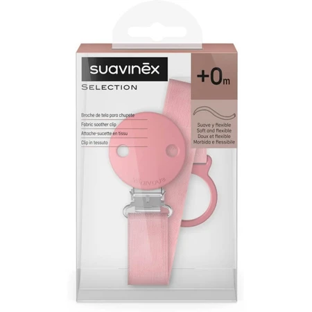 Suavinex Wonder - Attache-tétine en tissu, motif rose