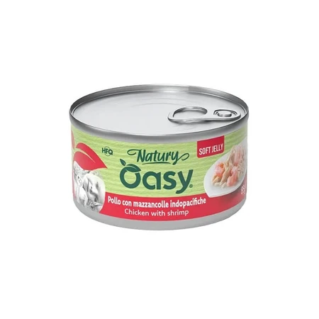 Oasy Wet Cat Natury Soft Jelly Kip met Garnalen - Aanvullend voer voor volwassen katten, 150 g