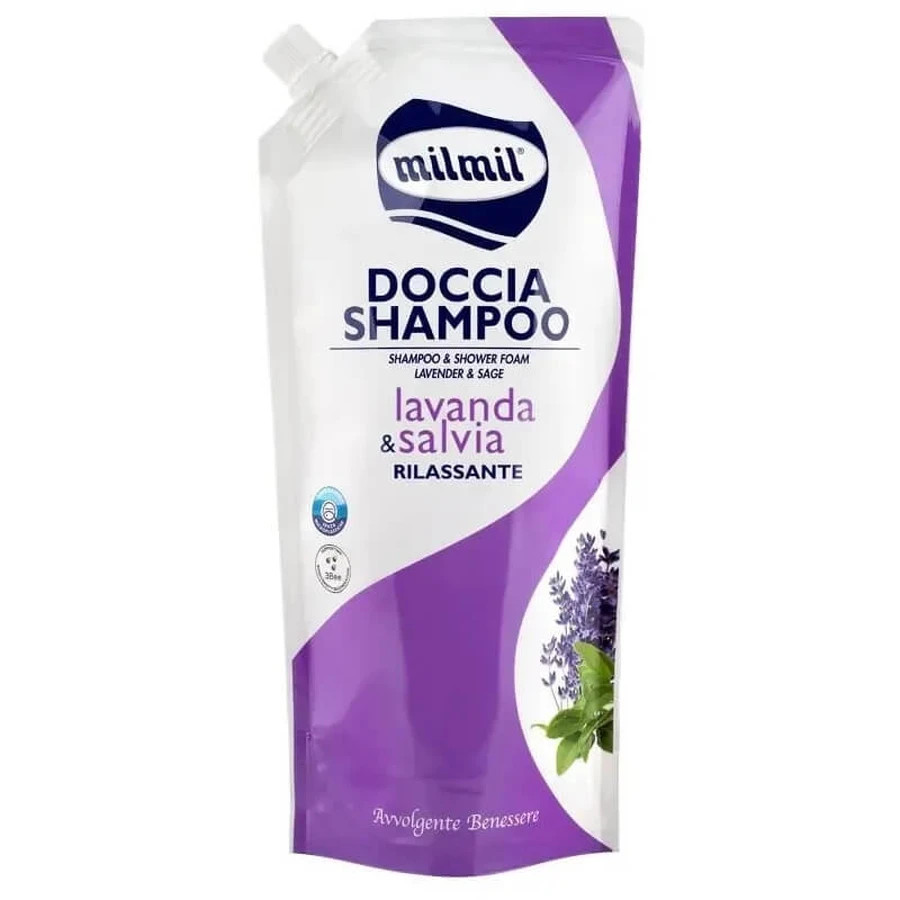 Mil mil Lavanda y Salvia - Champú de ducha relajante - Recambio de 750 ml