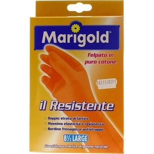 Marigold Durable Latex Gloves with Cotton Lining for Household Use, Size Large
