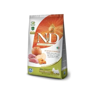 Farmina N&amp;d Pumpkin sin cereales para perros adultos de raza pequeña: jabalí, calabaza y manzana - Alimento completo para perros adultos, 800 g