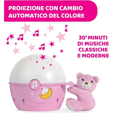 Chicco Next 2 Stars Projektionswand in Rosa mit Bärenmotiv, ab 0 Monaten