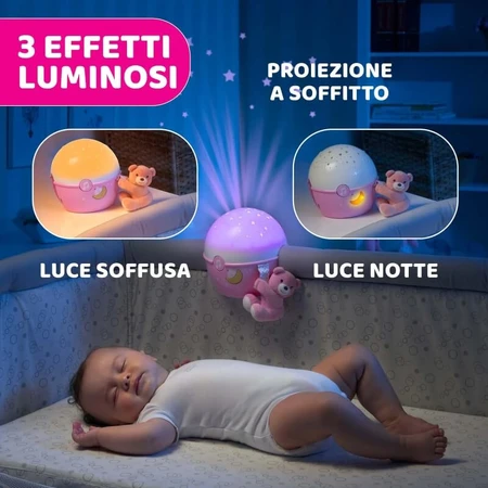 Chicco Next 2 Stars Projektionswand in Rosa mit Bärenmotiv, ab 0 Monaten