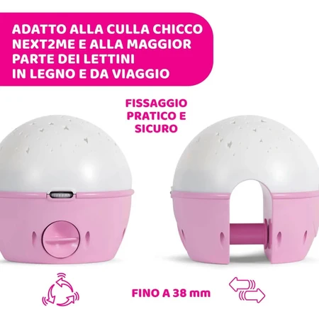 Chicco Next 2 Stars Projektionswand in Rosa mit Bärenmotiv, ab 0 Monaten
