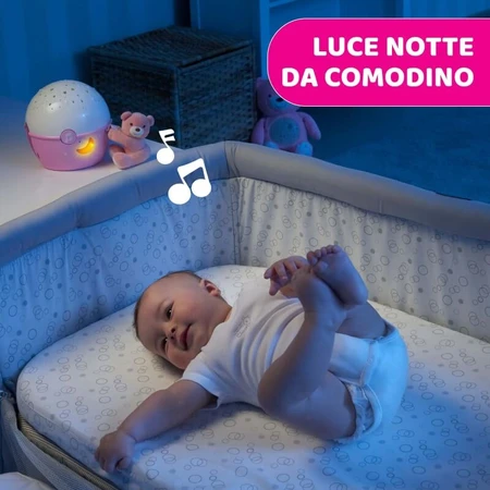Chicco Next 2 Stars Projektionswand in Rosa mit Bärenmotiv, ab 0 Monaten