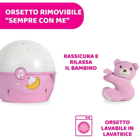Chicco Next 2 Stars Projektionswand in Rosa mit Bärenmotiv, ab 0 Monaten