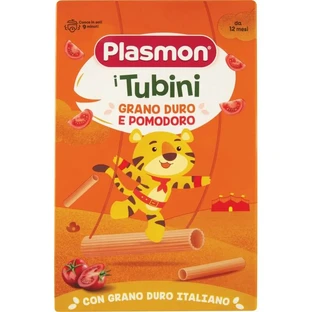 Plasmon Tubini - Pasta de trigo duro y tomate para niños, 250 g