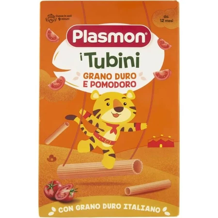 Plasmon Tubini - Pasta de trigo duro y tomate para niños, 250 g