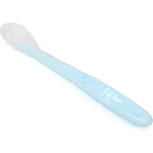 Cuchara Kiokids Step 1 - Silicona blanda para la introducción de alimentos sólidos, azul, a partir de los 4 meses