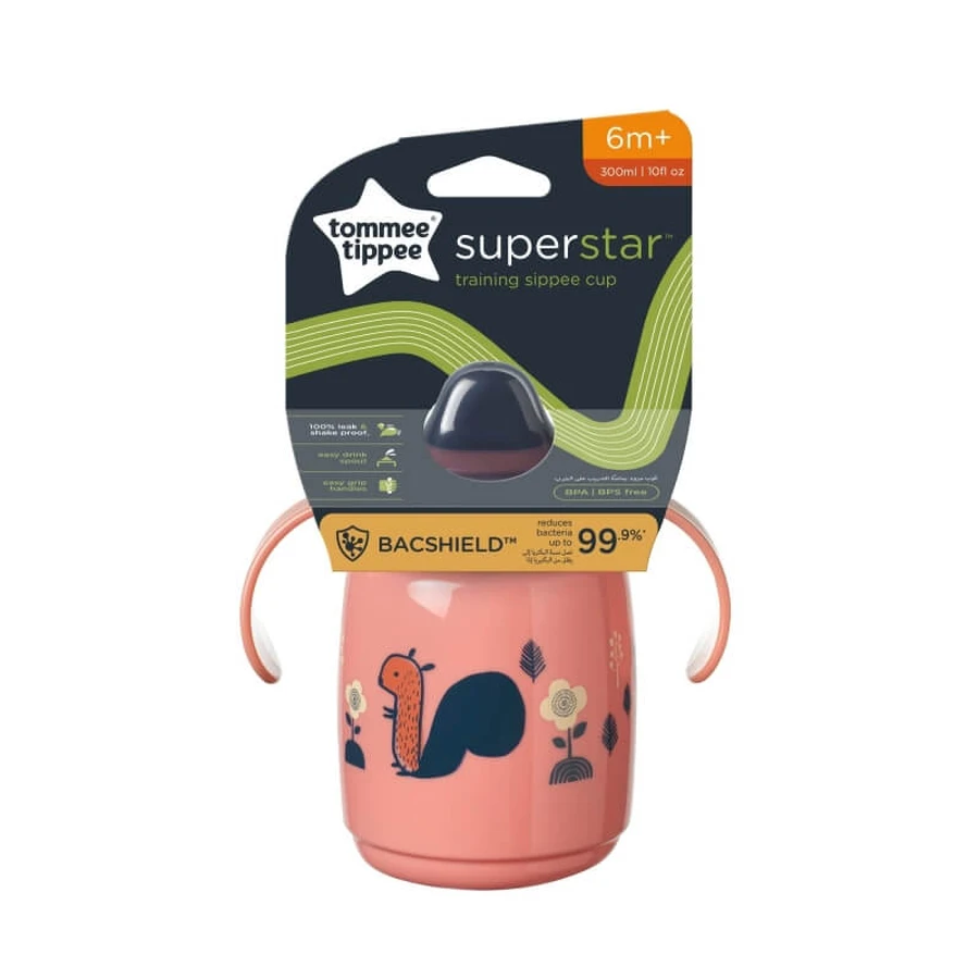 Tommee Tippee Training Sippee - Tasse anti-fuites pour enfants à partir de 6 mois, 300 ml, rose