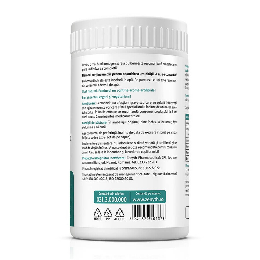Fibra alimentare prebiotica PHGG, 150 g, Zenyth