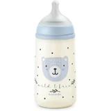 Suavinex wild&amp;free - Biberón de plástico con tetina de silicona, SX Pro, flujo medio, anticólicos, a partir de los 3 meses, azul claro, 270 ml