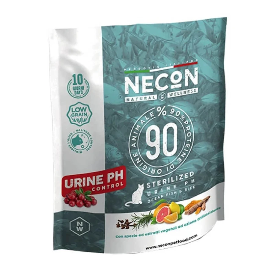 Necon Pet Food Natural Wellness - Aliment pour chats adultes stérilisés (pH urinaire, poisson et riz) - Aliment complet pour chats stérilisés, 400 g