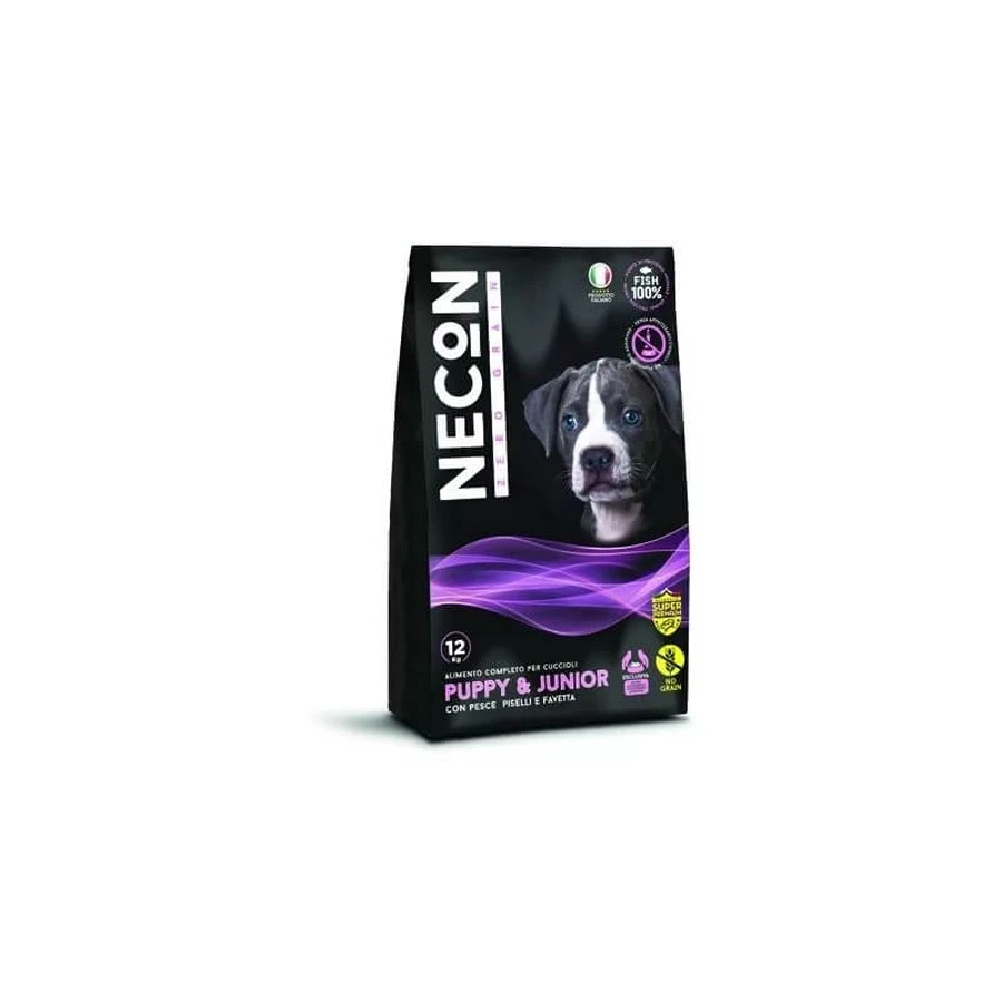 Necon Zero Grain puppyvoer met vis, erwten en tuinbonen – Compleet graanvrij puppyvoer, 12 kg