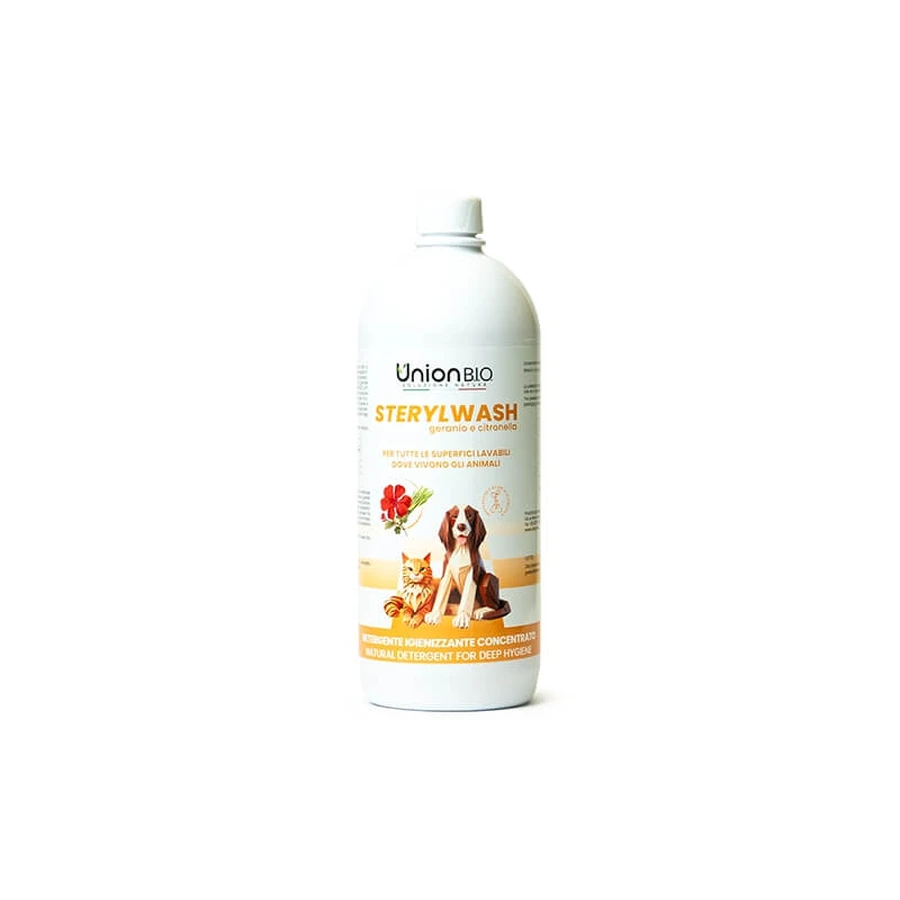 Union bio Sterylwash - Geconcentreerde, natuurlijke reiniger voor huisdieren met desinfecterende en geurverdrijvende werking, met geranium en citronella, 1 liter