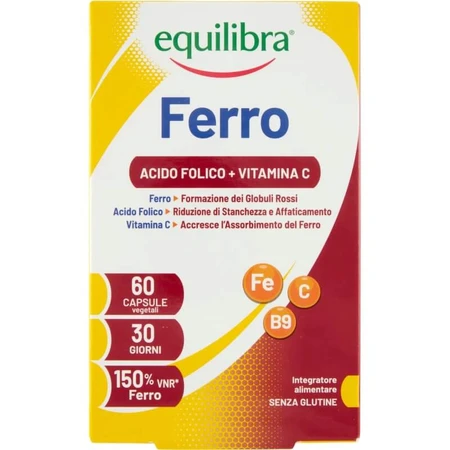 Equilibra Iron 60 capsules - vitamin, mineral, and folic acid supplement