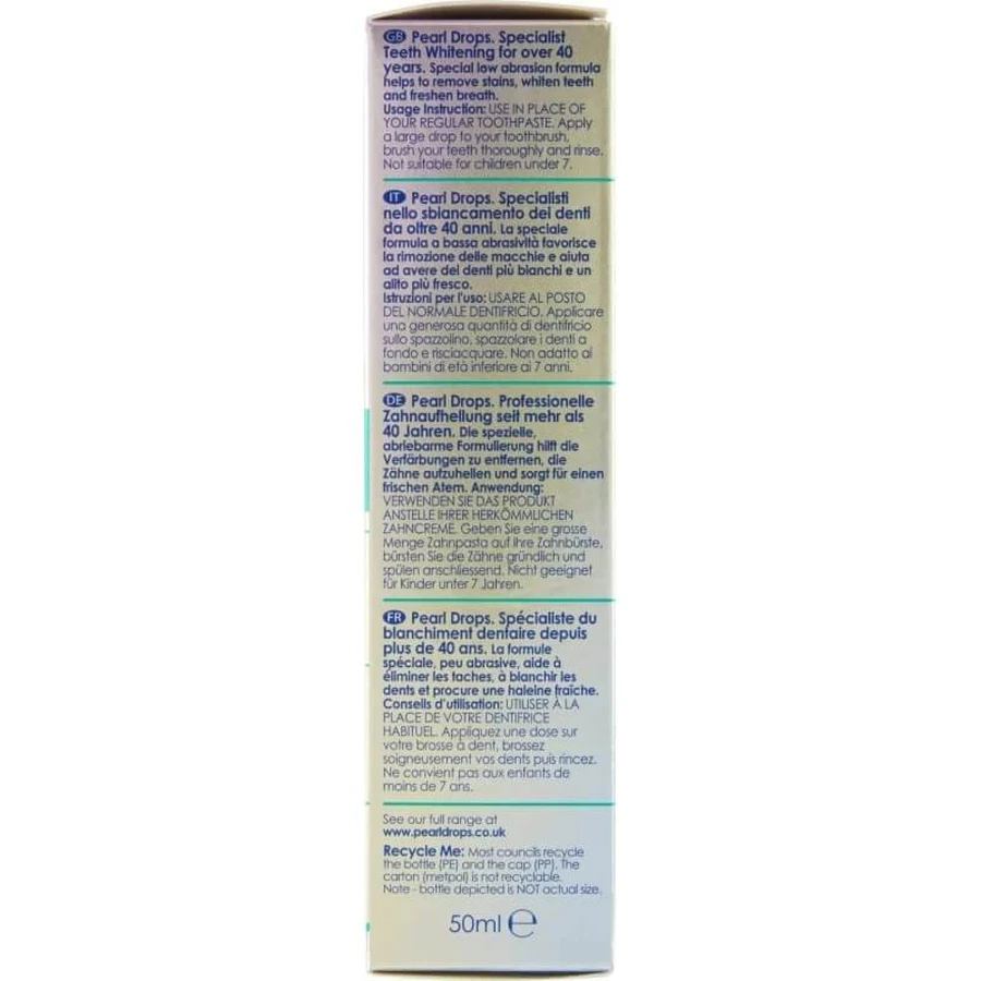Pearl Drops Smokers - Pasta dentífrica blanqueadora para manchas de nicotina, 50 ml