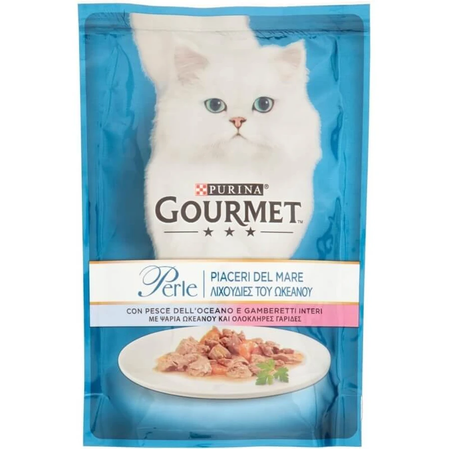 Purina Gourmet Perle Delights of the Sea: Ocean Fish and Shrimp - Wet Cat Food, 85 g