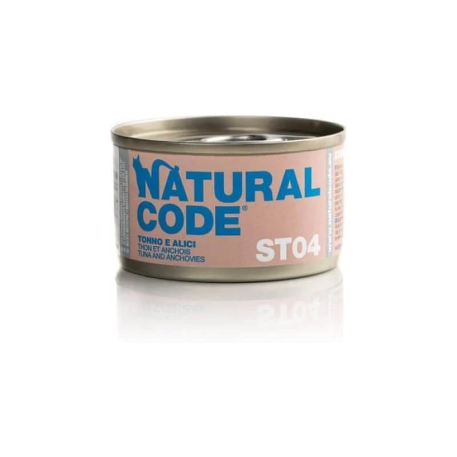 Natural Code St04 Thon et anchois - Aliment complémentaire pour chats stérilisés, 85 g