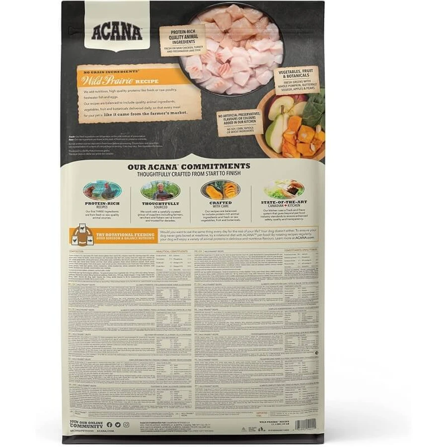 Acana Wild Prairie con pollo y pescado: alimento completo para perros de todas las razas y etapas de la vida, 11,4 kg