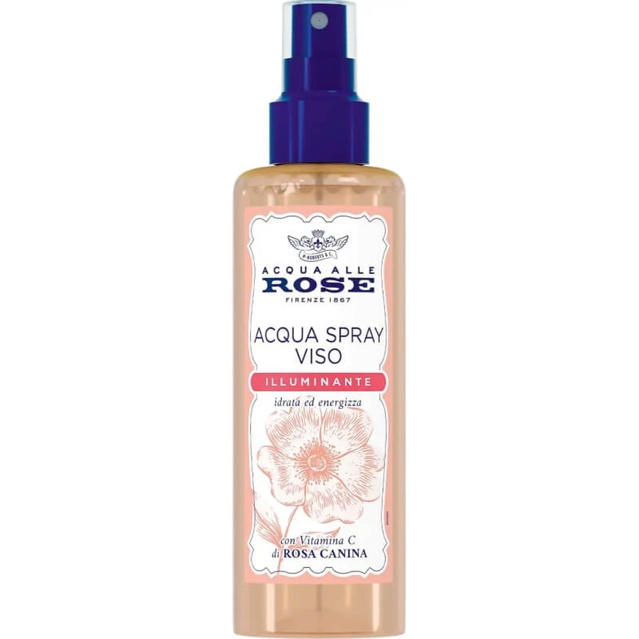 Bruma facial iluminadora de agua de rosas, 200 ml