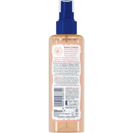 Bruma facial iluminadora de agua de rosas, 200 ml
