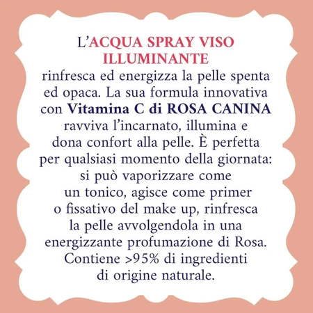 Bruma facial iluminadora de agua de rosas, 200 ml