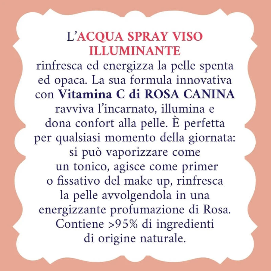 Bruma facial iluminadora de agua de rosas, 200 ml