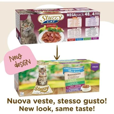 Stuzzy Megapack Multi-Flavor Bites - Aliment complet pour chats stérilisés, 48 x 85 g