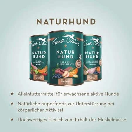 Terra Canis Naturhund Turkey and Duck - Complete Wet Dog Food, 400 g