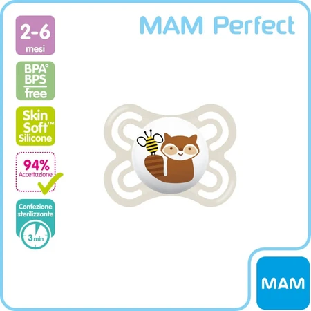 Mam Perfect 2-6 meses - Chupete de silicona - Diseños neutros variados