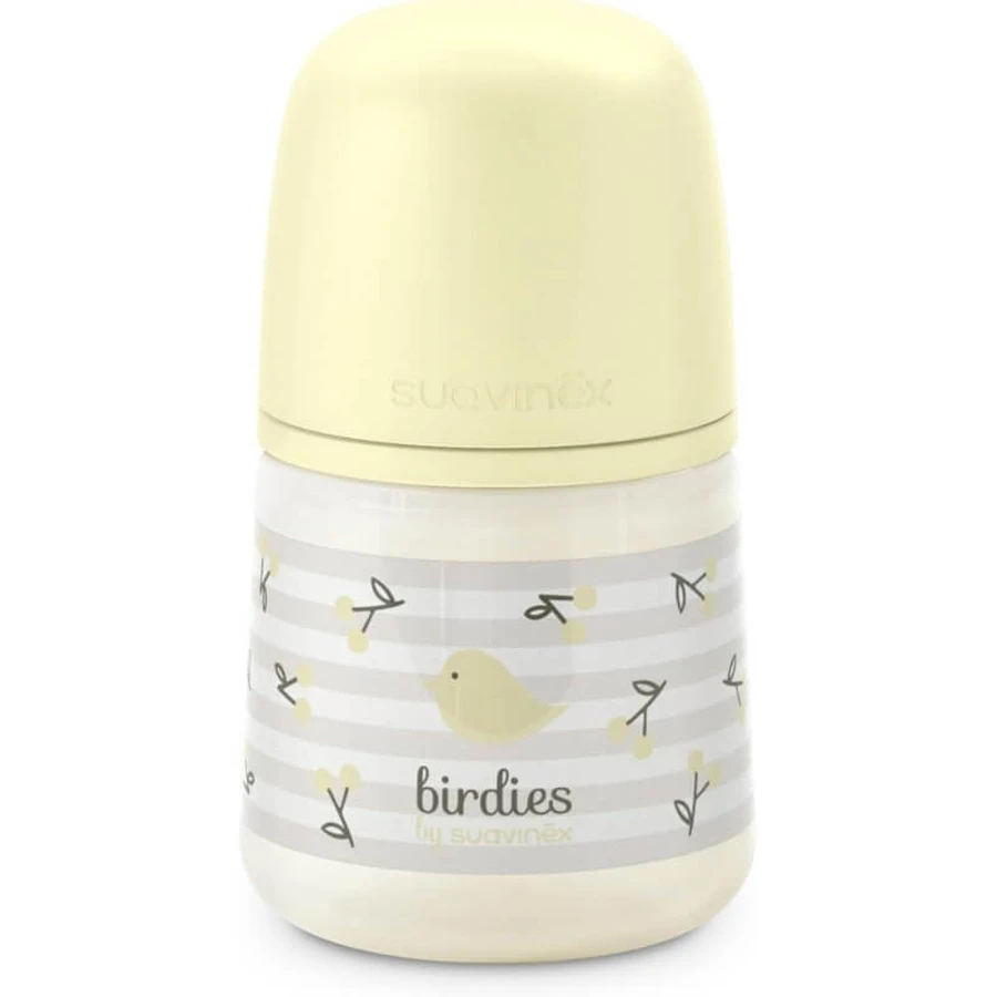 Suavinex Birdies - Babyfles met SX Pro-siliconen speen tegen koliek, vanaf 0 maanden, neutraal, 150 ml
