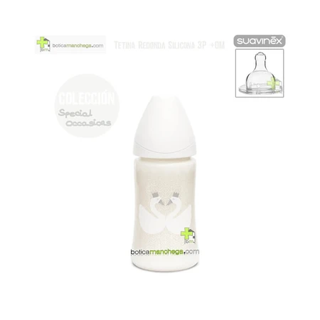 Suavinex Special – Silikon-Babyflasche mit 3-Positionen-Sauger, ab 0 Monaten, 270 ml
