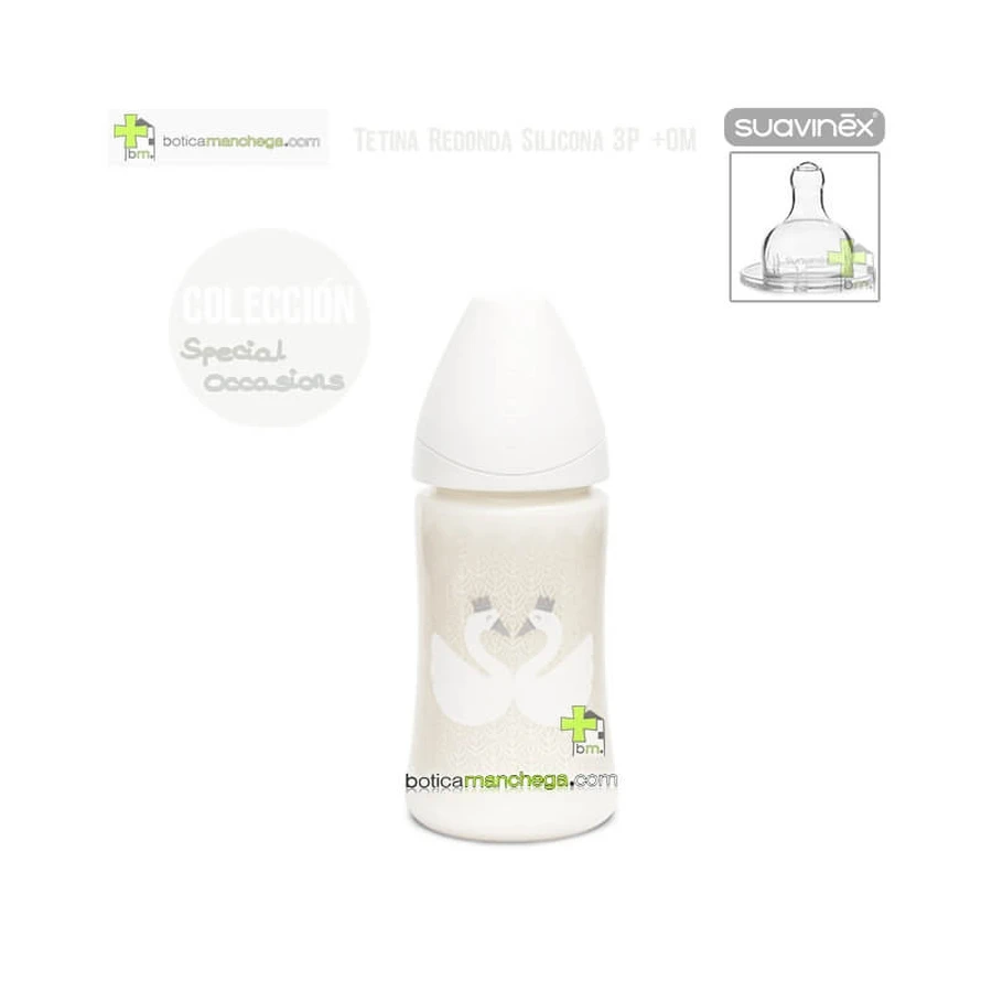 Suavinex Special – Silikon-Babyflasche mit 3-Positionen-Sauger, ab 0 Monaten, 270 ml
