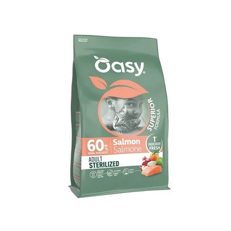 Oasy Superior Formula para gatos adultos esterilizados con salmón - Alimento completo para gatos adultos castrados o esterilizados, 6 kg