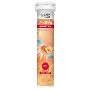 Arkomag Hydratium con sabor a melocotón, 24 comprimidos efervescentes: complemento alimenticio para el equilibrio electrolítico