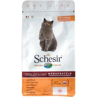 Schesir Sterilized &amp; Light Chicken - Complete Food for Sterilized Adult Cats, 400 g