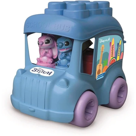 Clementoni Clemmy - Stitch Bus with Soft Bricks and Stitch and Angel Characters, 18 months+