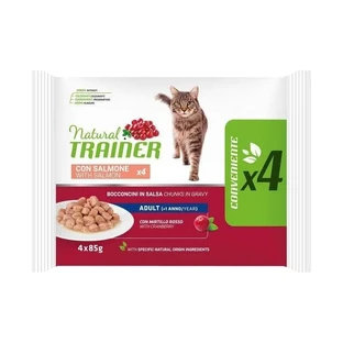 Natural Trainer Salmon - Bites in Sauce for Adult Cats, 4 x 85 g