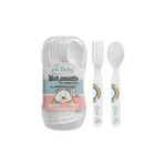 Je suis un ensemble de couverts en mélamine « Baby » pour les enfants à partir de 4 mois — couleurs assorties