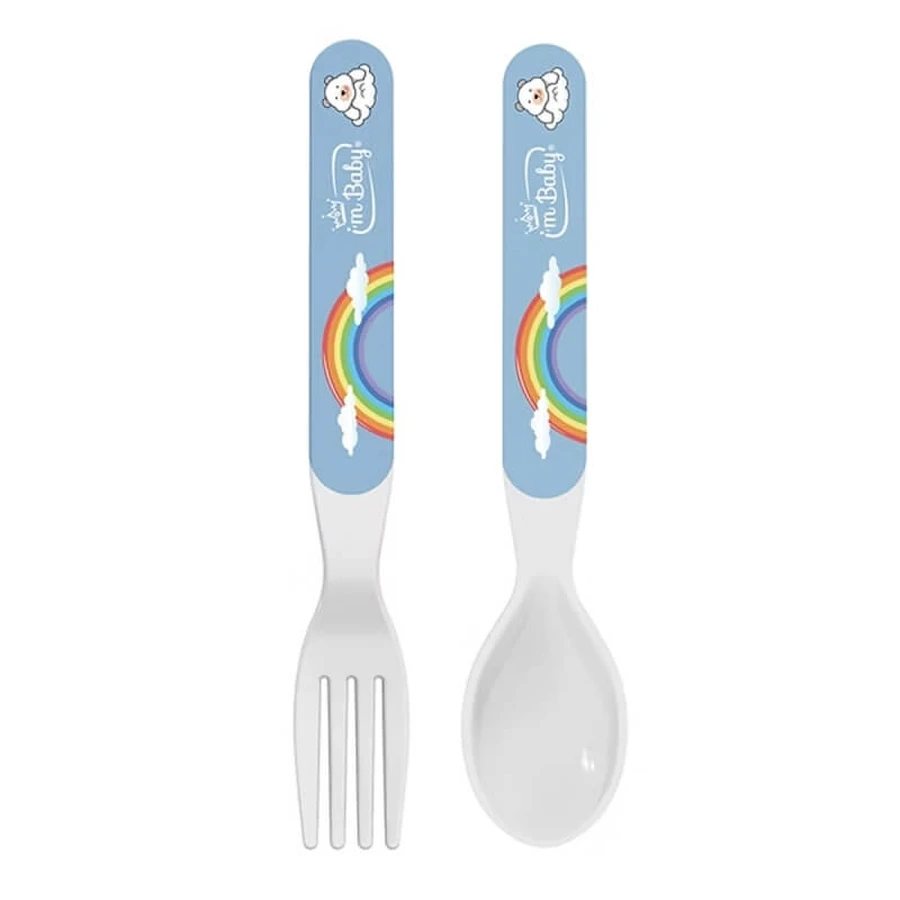 Je suis un ensemble de couverts en mélamine « Baby » pour les enfants à partir de 4 mois — couleurs assorties