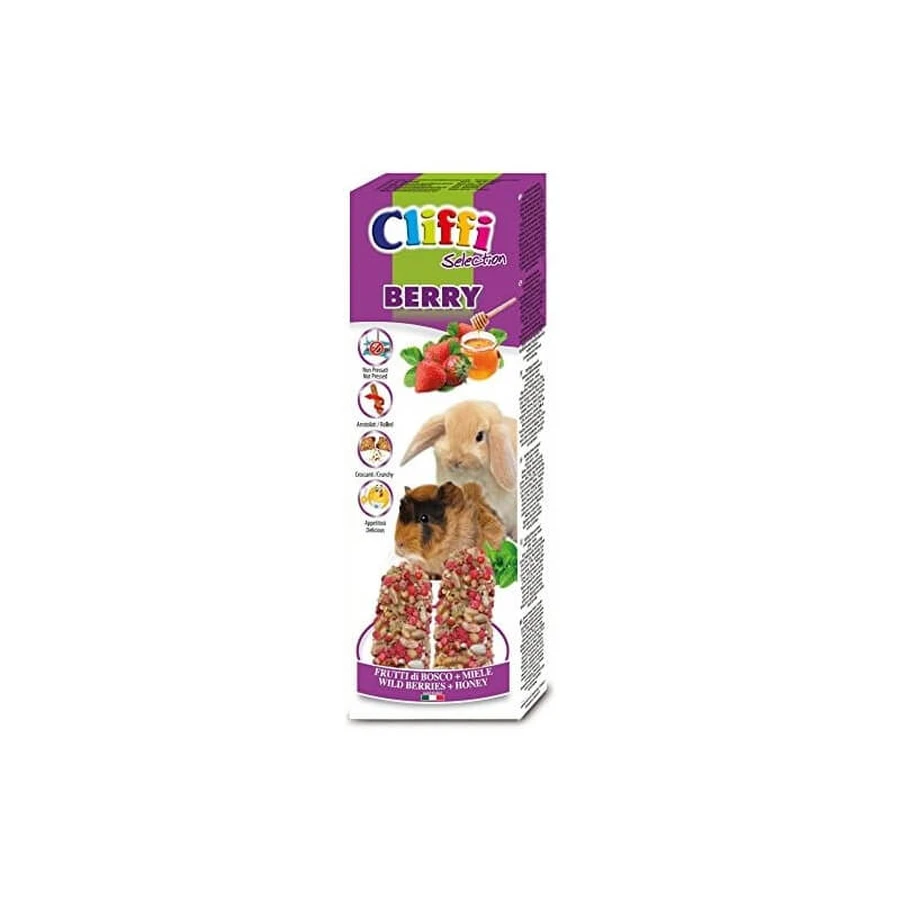 Cliffi Berry Sticks with Berries and Honey - Supplementary Food for Dwarf Rabbits and Guinea Pigs, 110 g