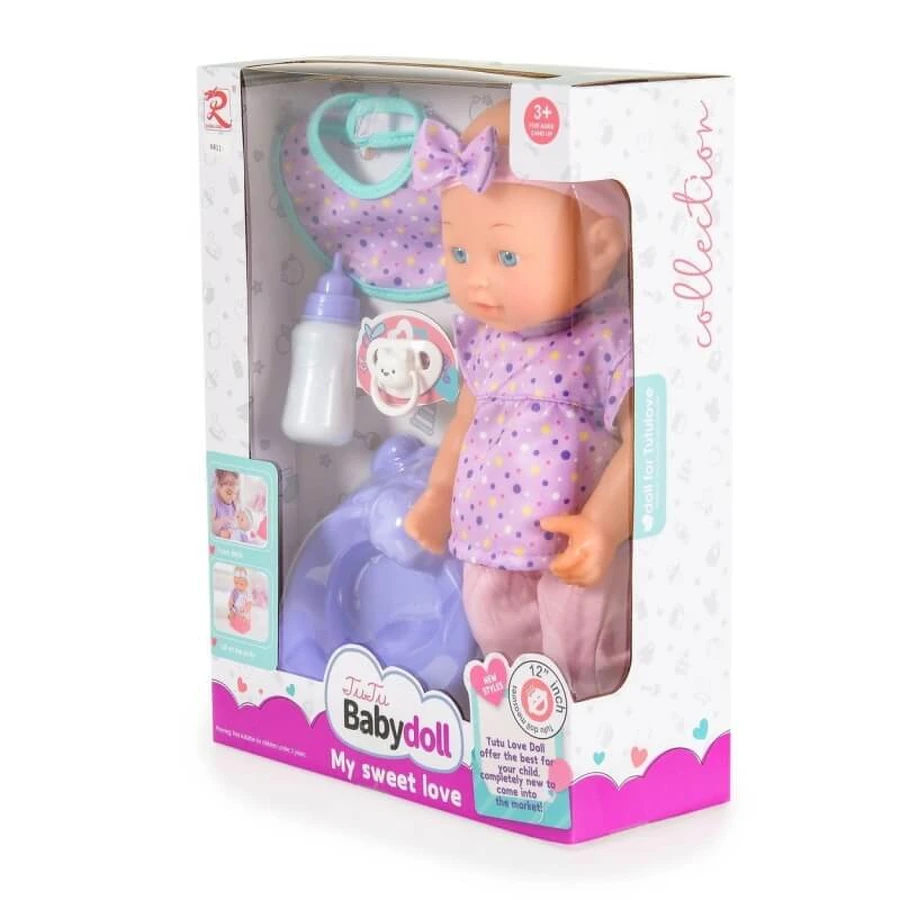 Moni Trade My Sweet Doll - muñeca con orinal, chupete y biberón