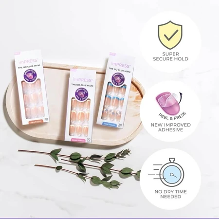 Kiss Impress „Genuine“ Bare Press-On-Nägel – 30 kurze künstliche Nägel zum Aufkleben