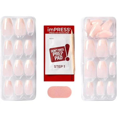 Kiss Impress „Genuine“ Bare Press-On-Nägel – 30 kurze künstliche Nägel zum Aufkleben