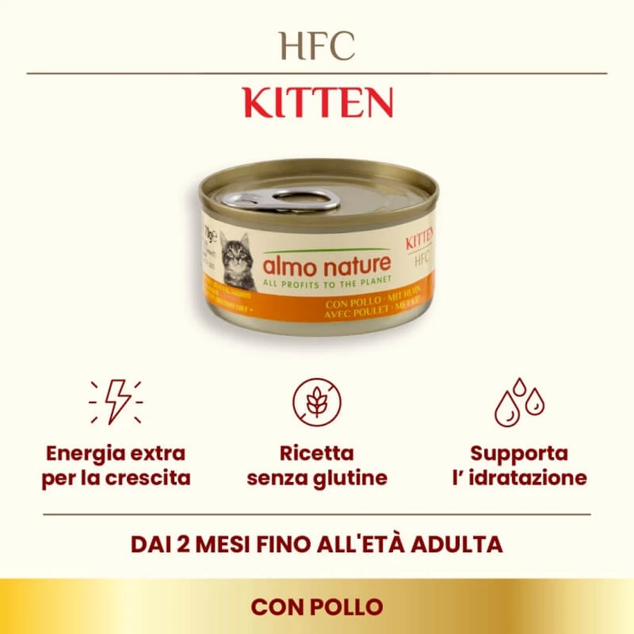 Almo Nature HFC Kitten Chicken – Ergänzungsfuttermittel für Kätzchen, 70 g