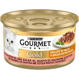 Purina Gourmet Gold Delicias de salmón en salsa - Alimento completo para gatos adultos, 85 g